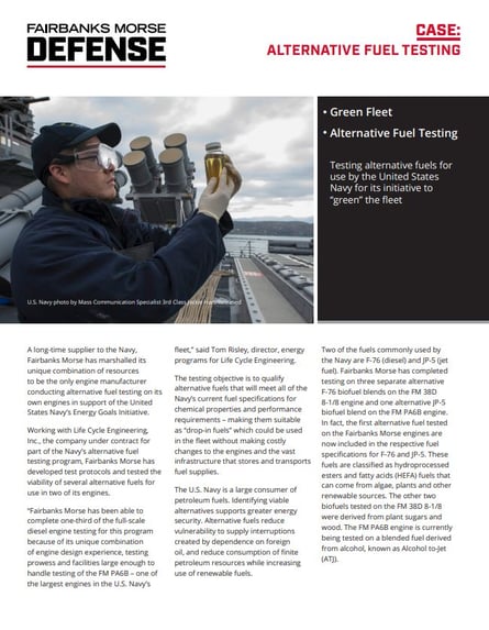 Alternative Fuel Testing Case Study